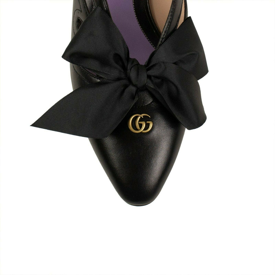 Women's Leather Bow Pumps - Black