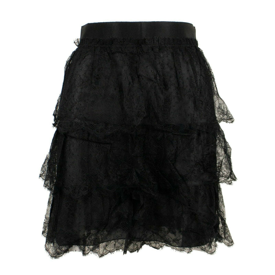 Tiered Laced Mini Skirt - Black