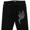 Tribal Print Cotton Blend Jeans - Black