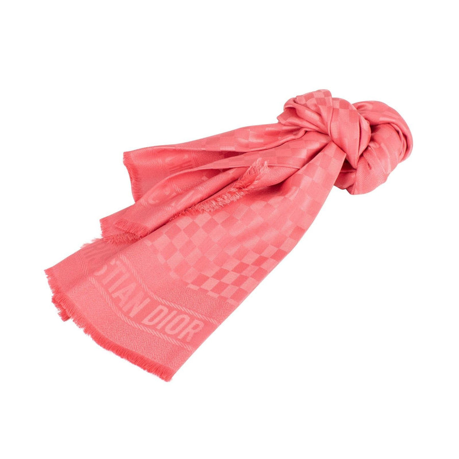 D-Check Silk-Wool Scarf - Pink