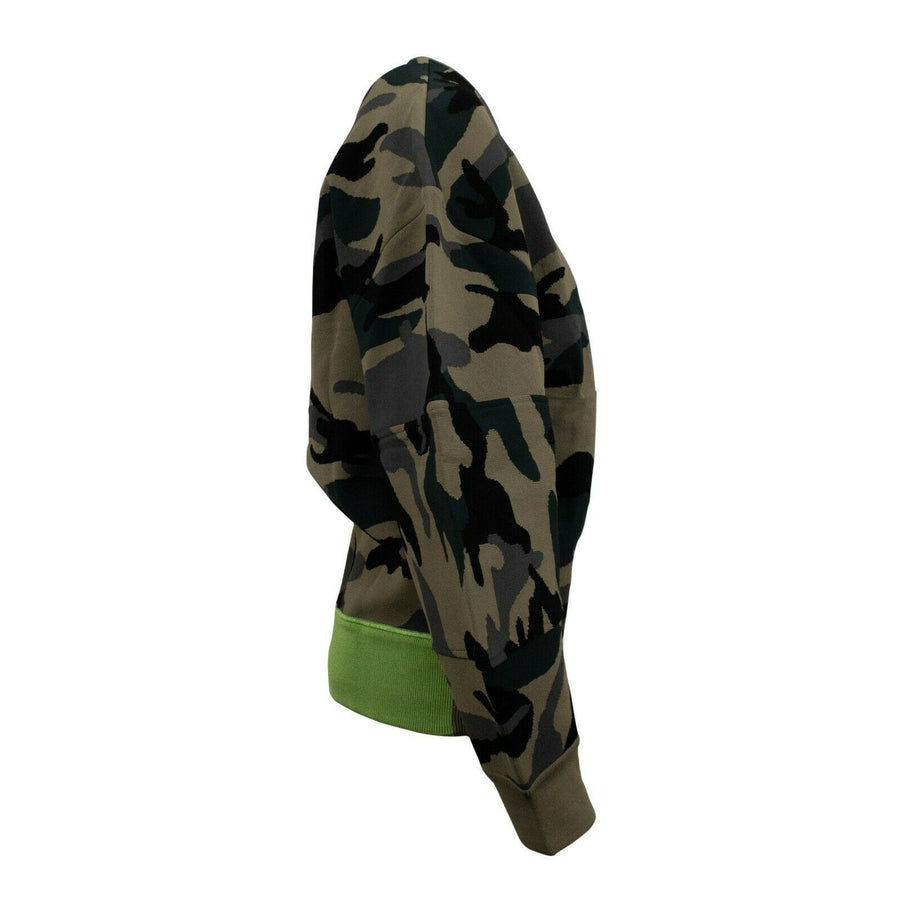 Camouflage Crew Neck Sweater Top - Black / Green