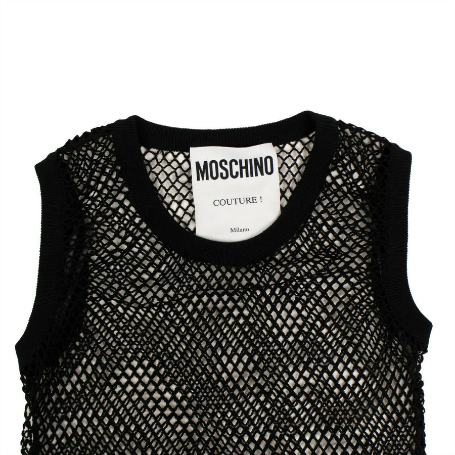 Cotton Mesh Fishnet Vest - Black