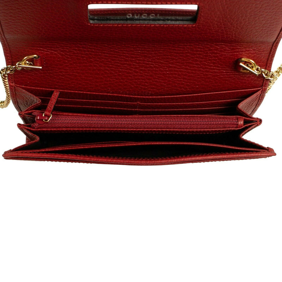 GG Marmont Leather Mini Chain Shoulder Bag - Red