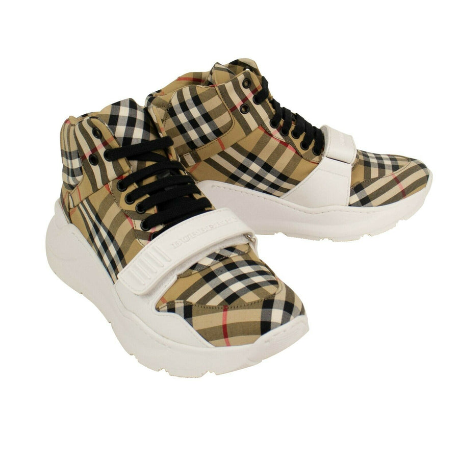 Vintage Check High-Top Sneakers - Beige