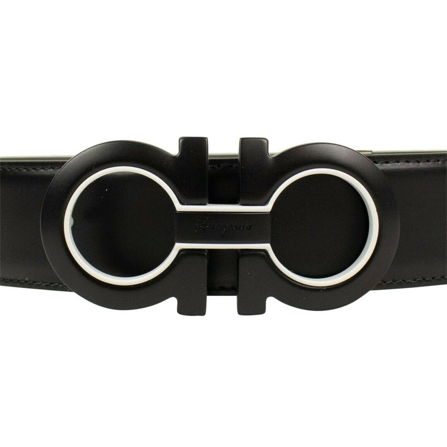 Reversible 'Gancini' Buckle Belt - Black