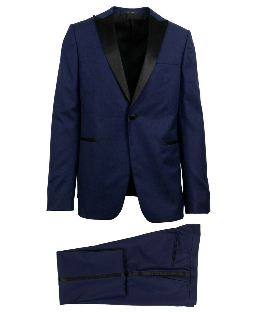 Z ZEGNA Wool Single Button Tuxedo Suit - Blue