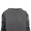 Chunky Knit With Lace Sleeves Sweater Top - Gray