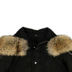 Cotton Faux Fur Hood Long Parka Coat - Black