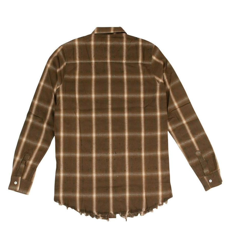 Shotgun Plaid Button Down Shirt - Brown