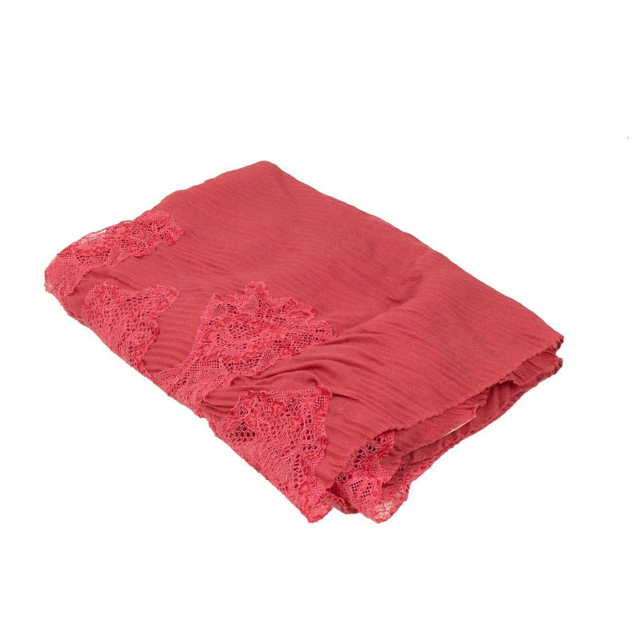 Cashmere Floral Lace Detail Scarf - Pink