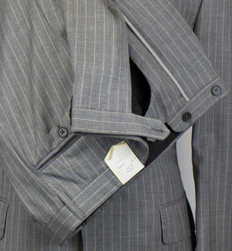 Drop 7 Striped Wool Blend 3 Roll 2 Button Suit - Gray