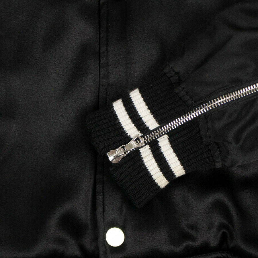 Silk Baseball Bomber Jacket - Black