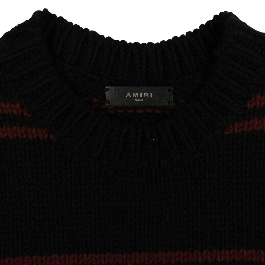 Cashmere Striped Knit Sweater - Black / Burgundy