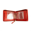 Leather Cardholder Zip Around Wallet -  Red Orange