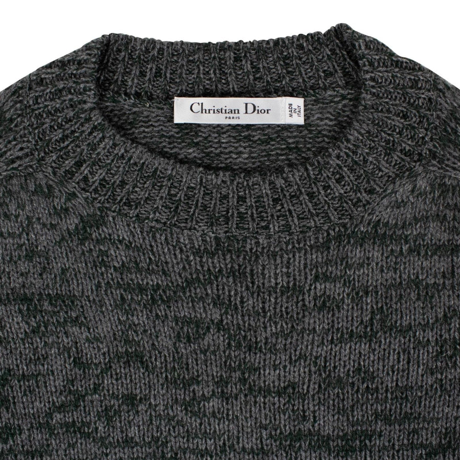 Cashmere J'ADIOR 8 Marled Knit Crewneck Sweater - Gray / Green