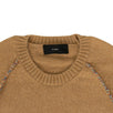 Cashmere Aztec Elbow Print Crew-Neck Sweater - Brown