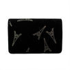 Velvet With Silver Eiffel Tower Embellished Shoulder Bag - Black