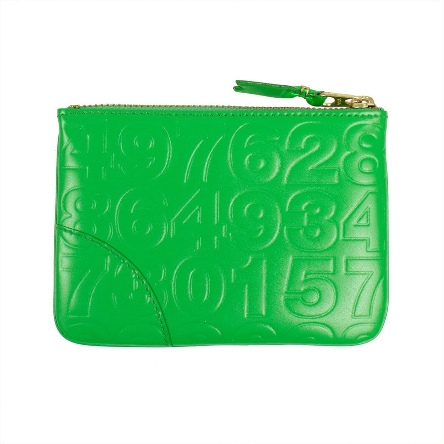 Leather Number Embossed Wallet Pouch - Green