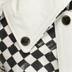 Checkered Denim Biker Jacket - Black / White