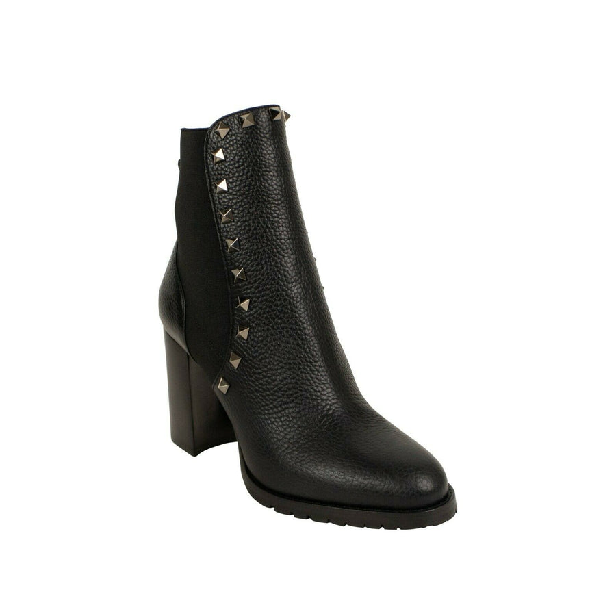 Leather 'Rockstud' 80mm Ankle Boots - Black