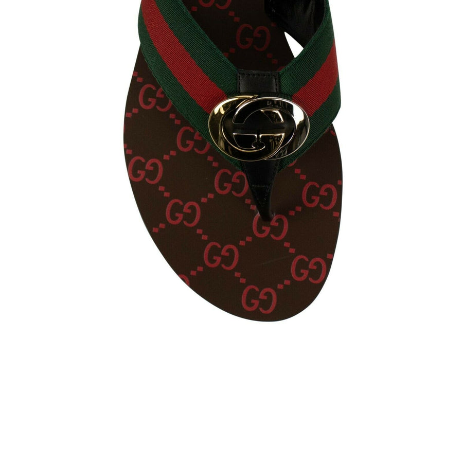 GG Thong Web Sandals - Green And Red