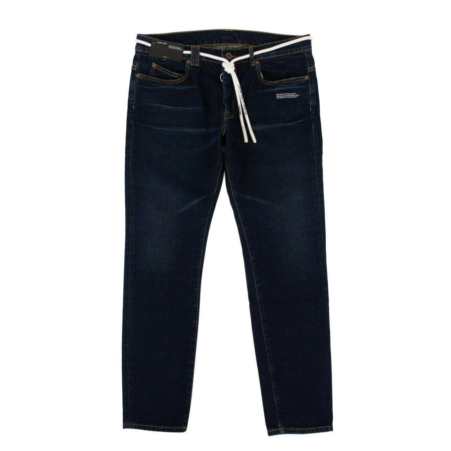 Washed Skinny Denim Pants - Dark Blue