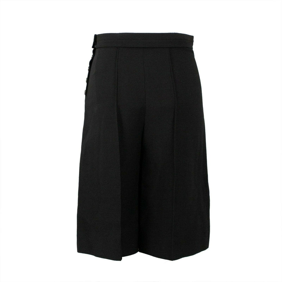 Wool Wide Leg Skort Shorts - Black