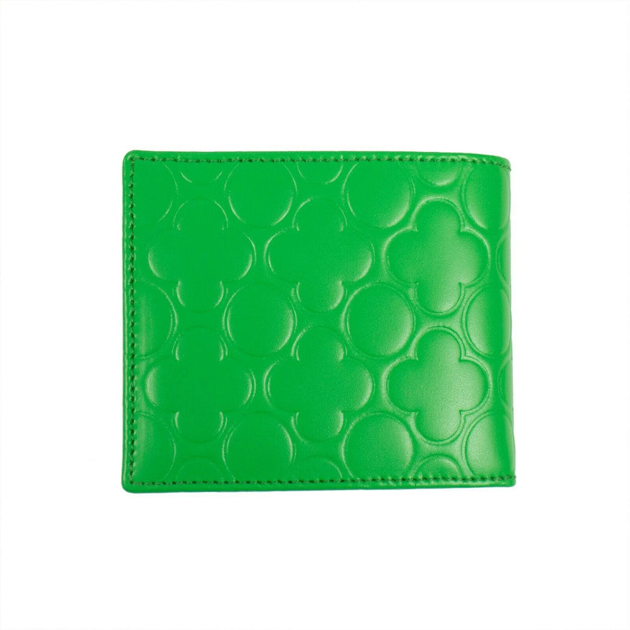 Leather Clover Embossed Bi-Fold Wallet - Green