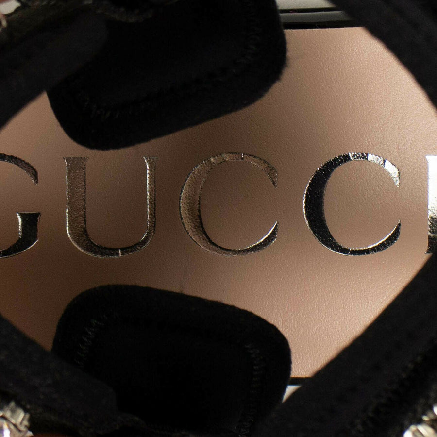 Women's Gucci Crystal Embellished Velcro Sandals - Black