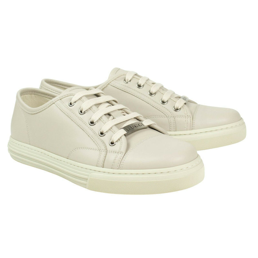 Men's Leather Lace Up Sneakers - Beige