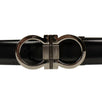 Leather 'Gancini' Belt - Black/Brown