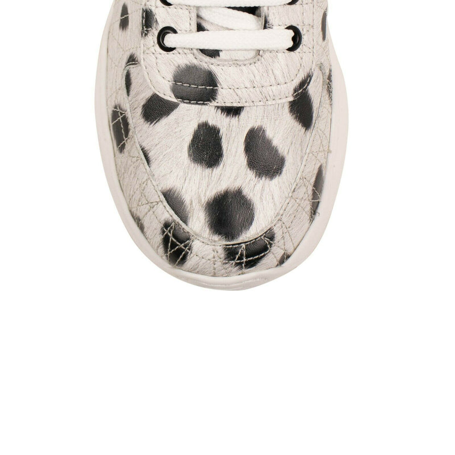 Spotted Animal Print Leather Sneakers - White