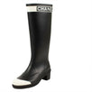 Rubber Logo Tall Rain Boots - Black / White