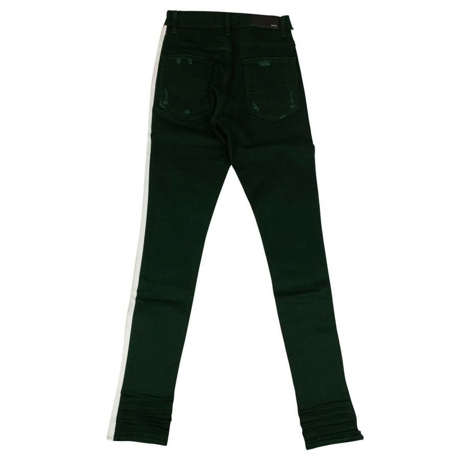 Denim Skinny Side Stripe Jeans - Green