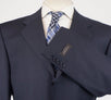 Drop 6 Striped Wool 3 Button Suit - Navy Blue