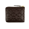 Leather Clover Embossed Small Wallet - Brown