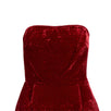 Velvet Strapless Fit And Flare Dress - Red