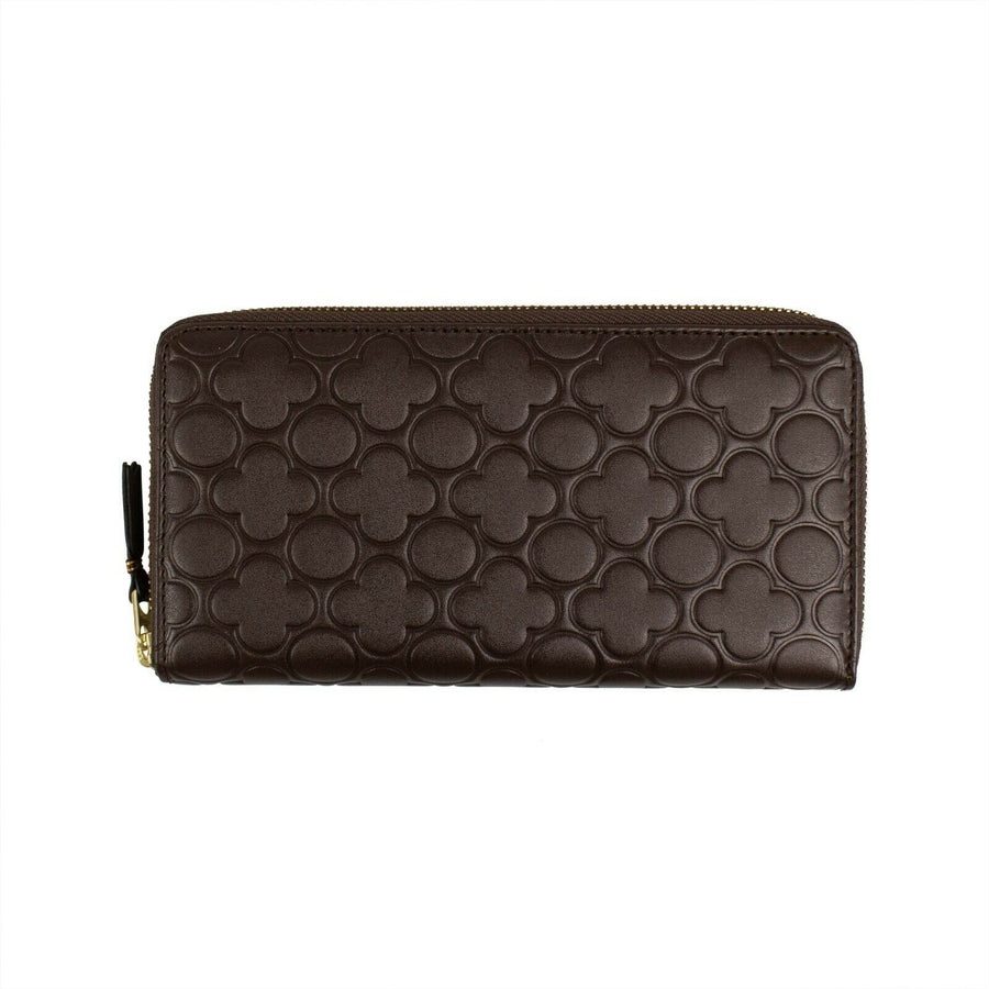 Leather Clover Embossed Wallet - Brown