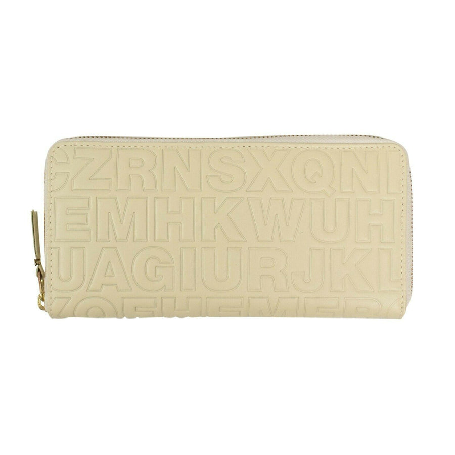 Leather Letter Embossed Wallet - Cream