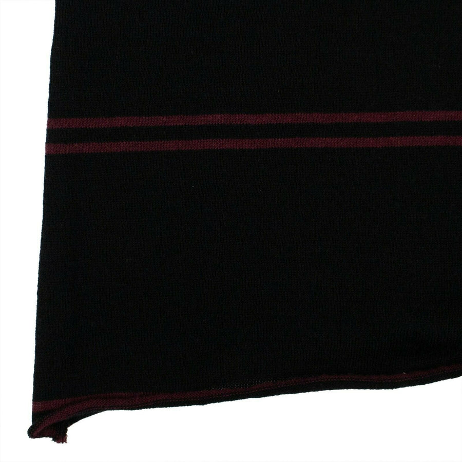 Striped Knit Short Sleeve Sweater T -  Black / Burgundy