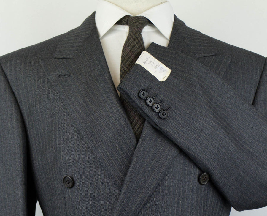 Super 150's Wool Double Breasted Suit - Gray