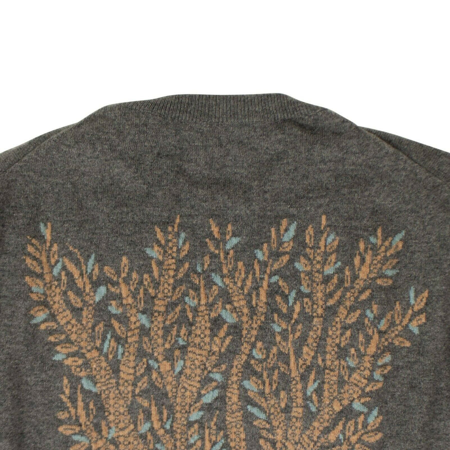 Cashmere Tree Design Sweater - Gray / Orange