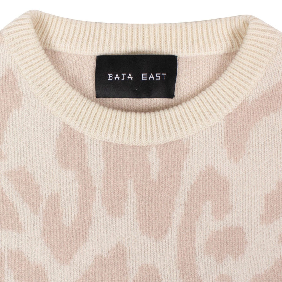 Animal Print Crew Neck Sweater - Pink / Ivory