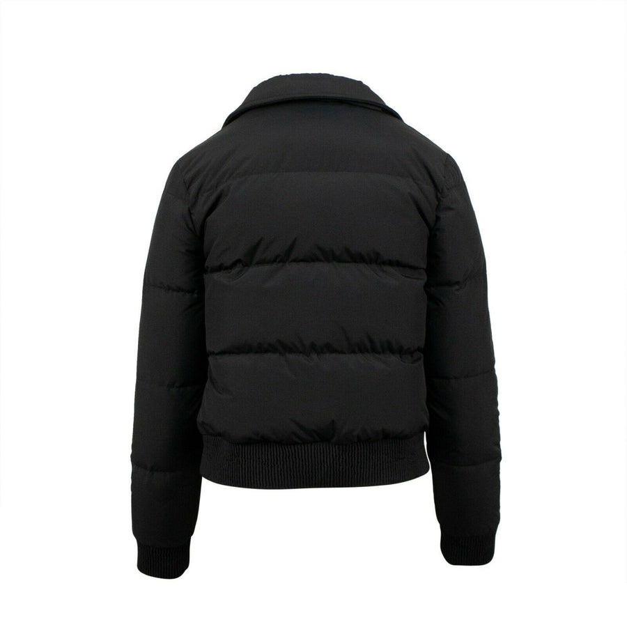 Polyester Gold Detail Short Puffer Coat - Black