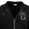 Cotton Embroidered Bee Zip Up Sweater - Black