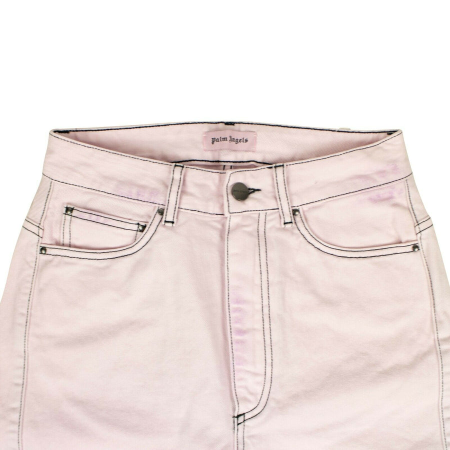 Cotton Curved Seam Jeans - Pink