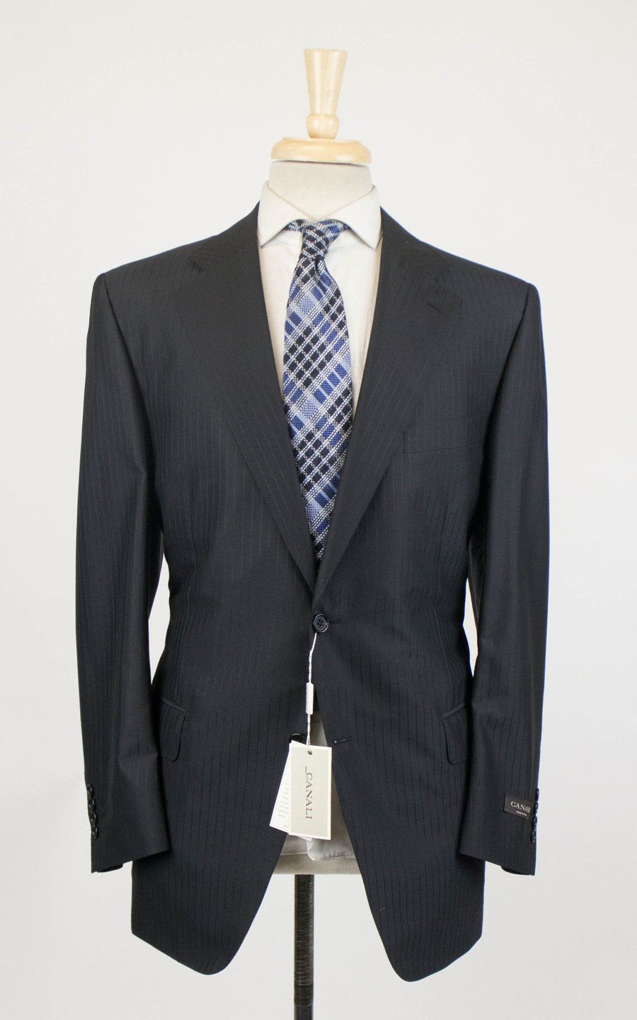 Drop 4 Striped Wool Blend 2 Button Suit - Black