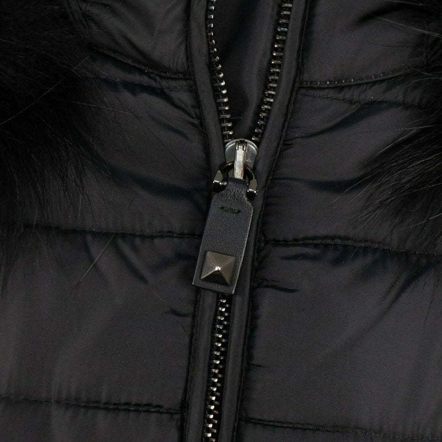 Puffer Cape Fur Collar Coat - Black