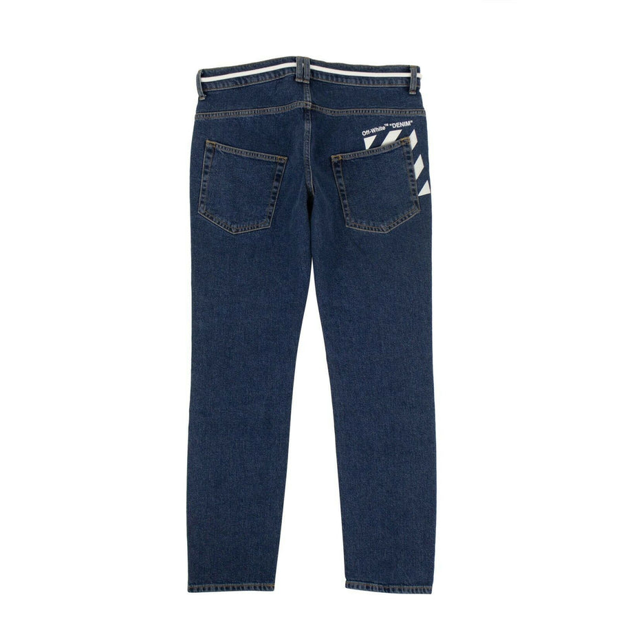 Belted Skinny Denim Pants - Blue