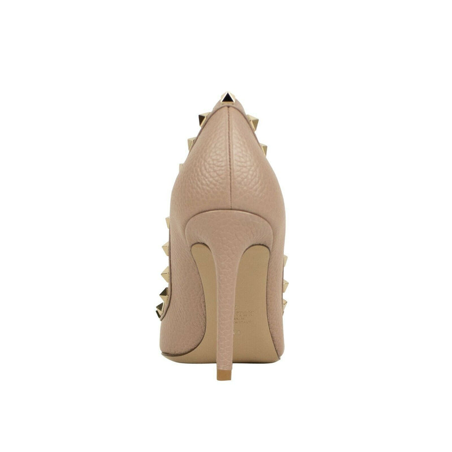 Grained Leather 'Rockstud' 85mm Pumps - Mauve Pink